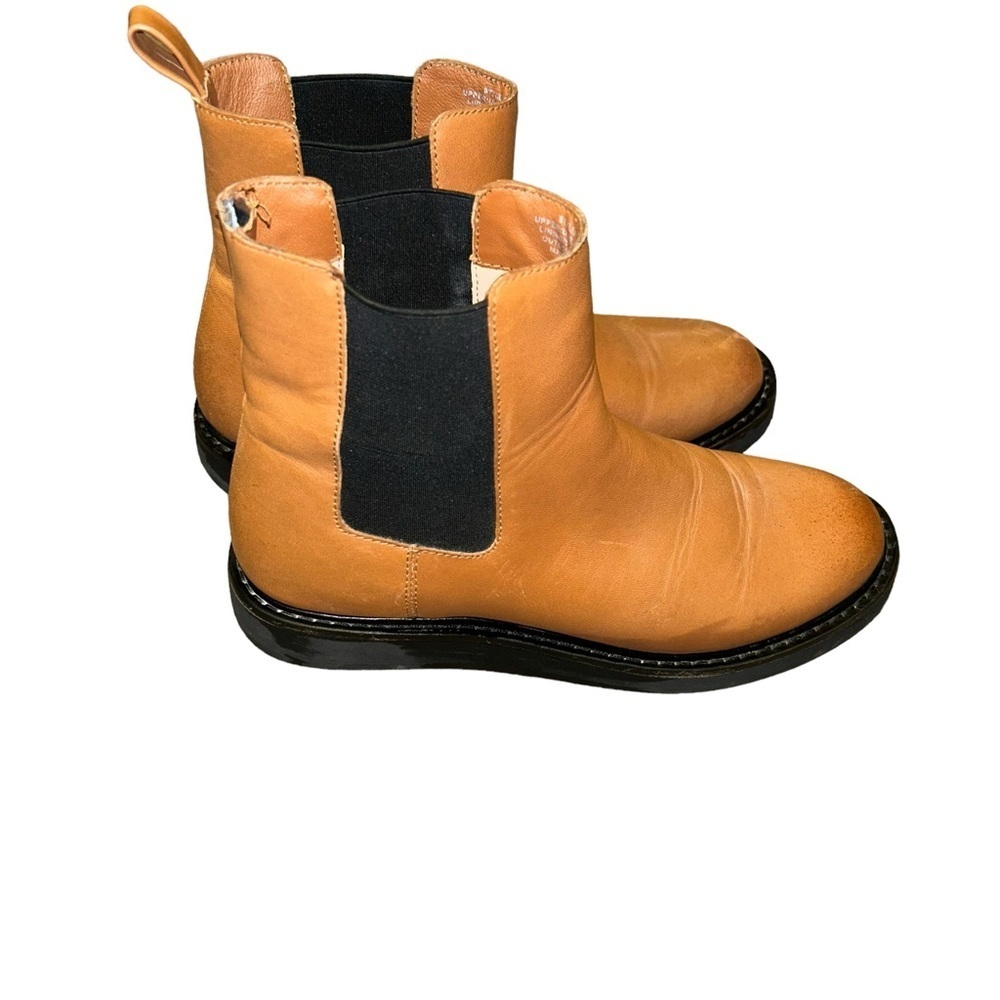 J.Crew Women’s tan chestnut Leather Pull On Chelsea Ankle Boot Style BA557 sz 7